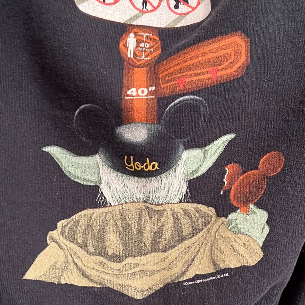 Disney parks Black Hoodie with Yoda in back snd Slogan Text - Picture 3 of 6